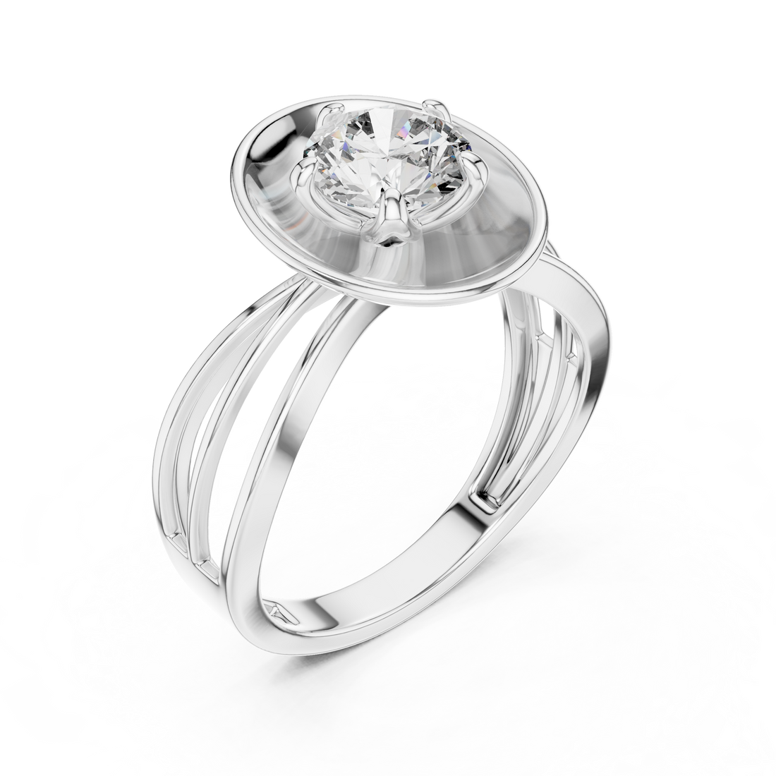 Modern Halo Solitaire 1-CT Diamond Ring in 14-KT White Gold