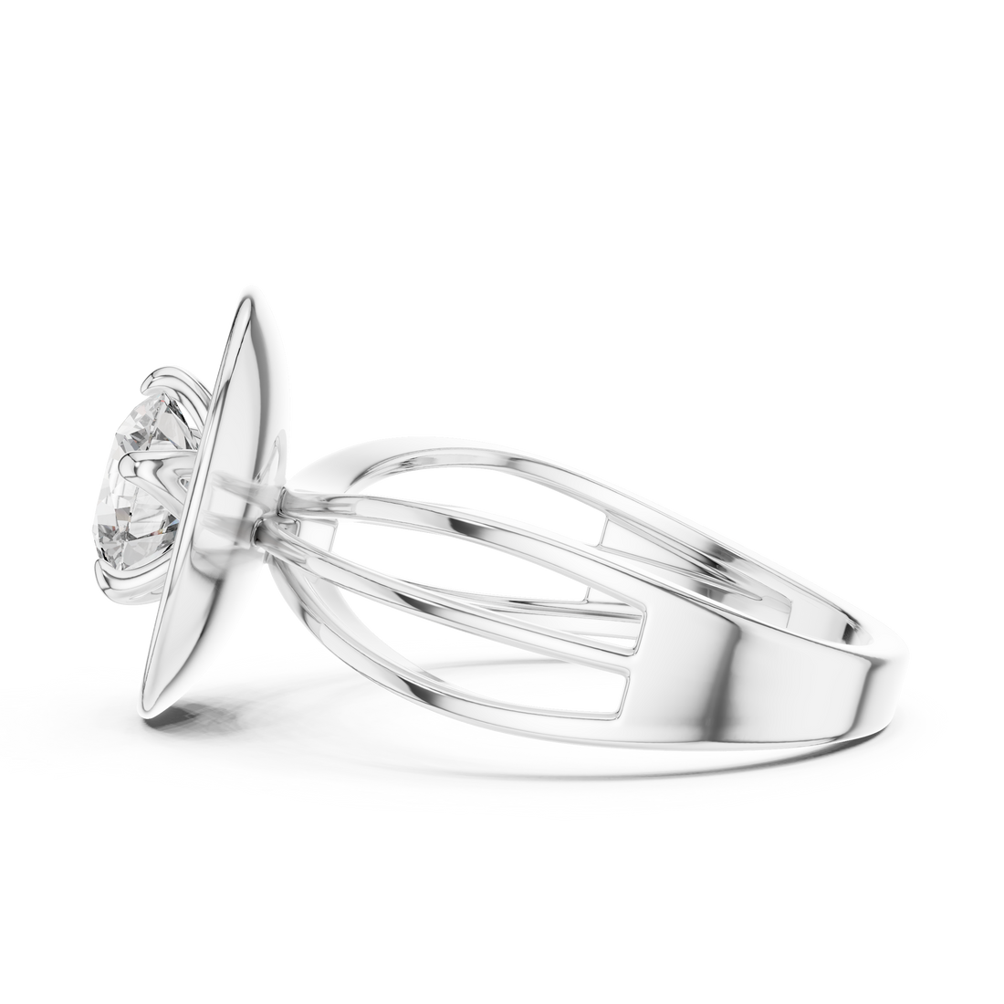 Modern Halo Solitaire 1-CT Diamond Ring in 14-KT White Gold