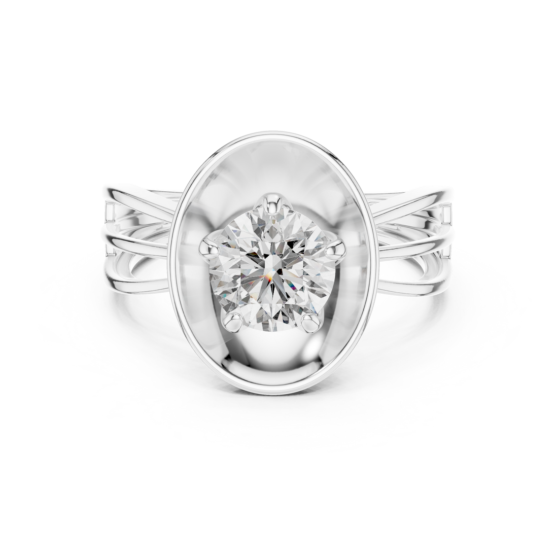 Modern Halo Solitaire 1-CT Diamond Ring in 14-KT White Gold
