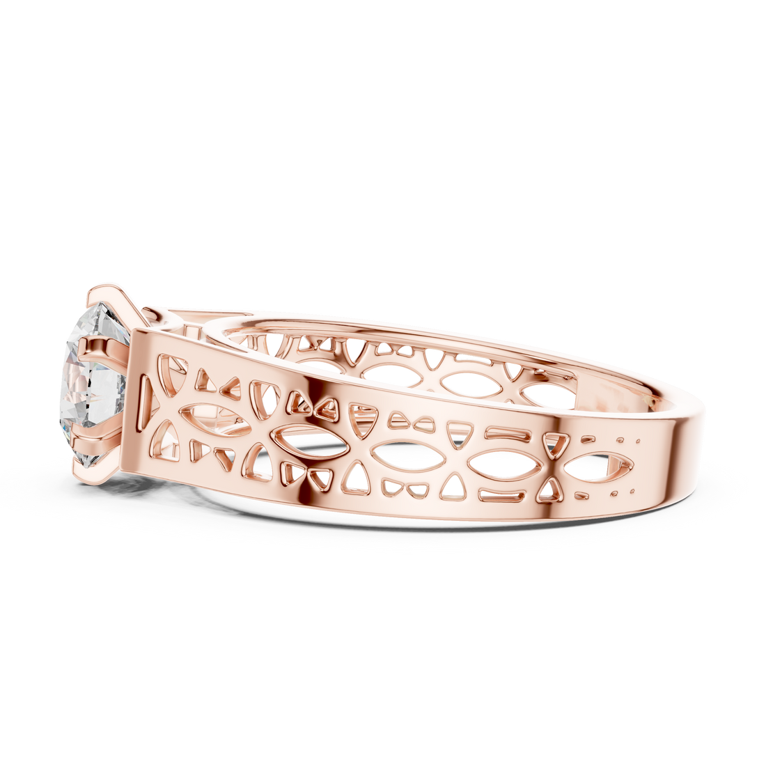 Lattice-Inspired Solitaire 1-Ct Round Diamond Ring in 14-KT White Gold