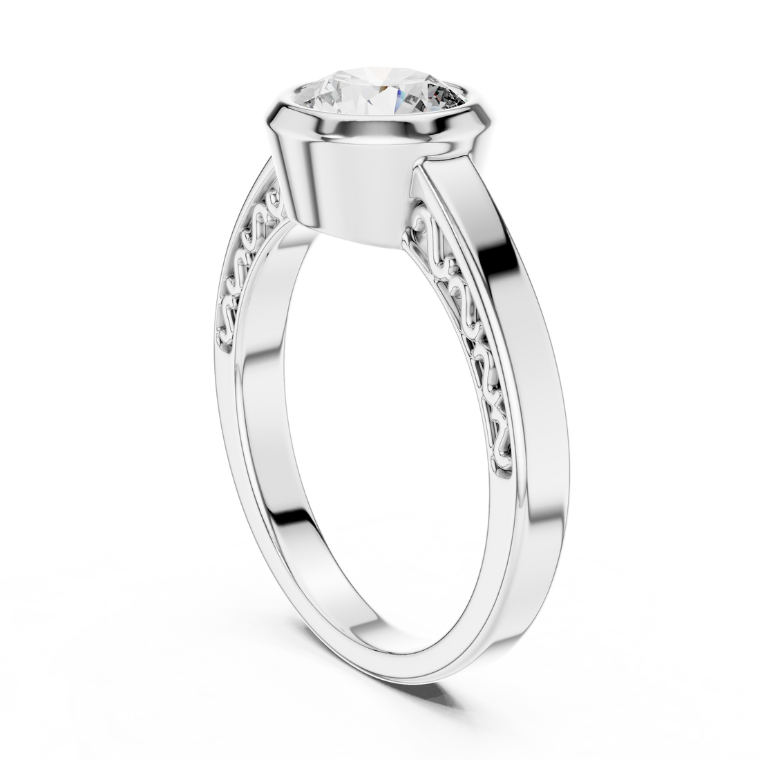 Bezel Grace Solitaire 1-Ct Diamond Ring in 14-KT White Gold