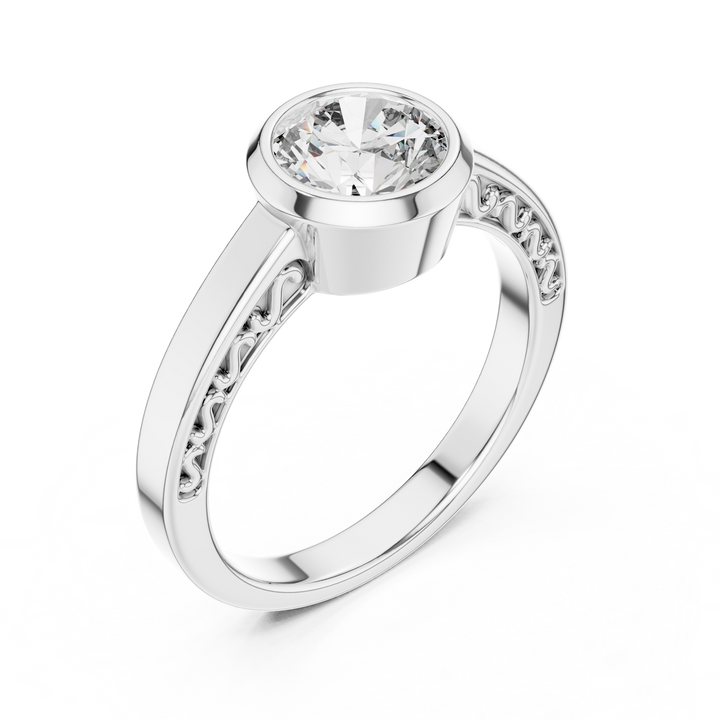 Bezel Grace Solitaire 1-Ct Diamond Ring in 14-KT White Gold