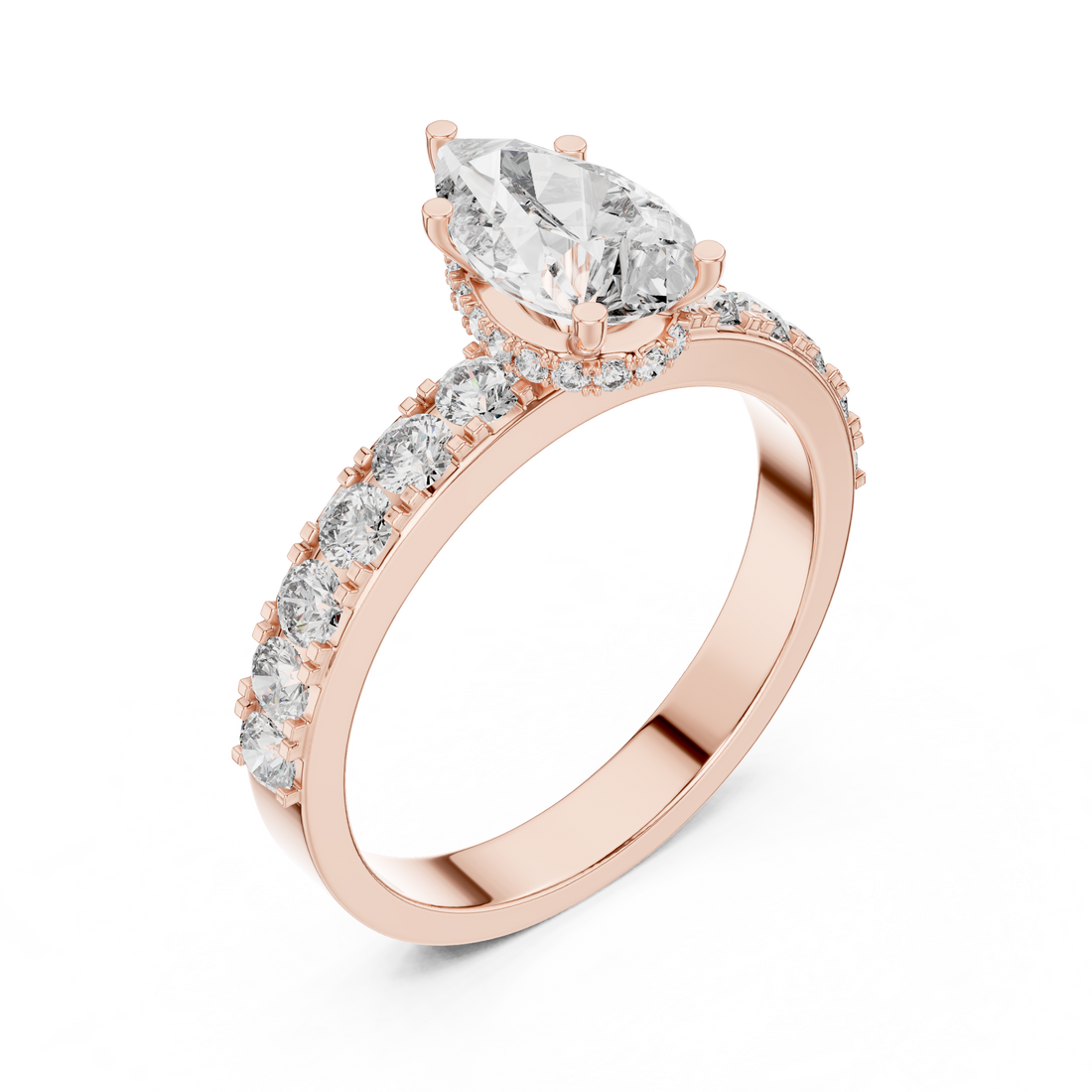 Graceful Halo 1-Ct Pear Diamond Ring in 14-KT White Gold