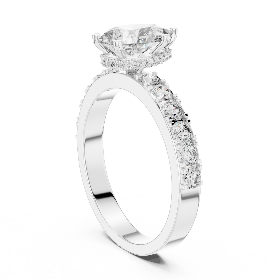 Graceful Halo 1-Ct Pear Diamond Ring in 14-KT White Gold