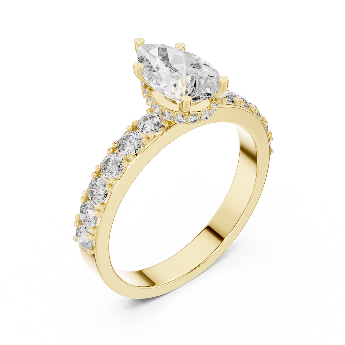 Graceful Halo 1-Ct Pear Diamond Ring in 14-KT White Gold