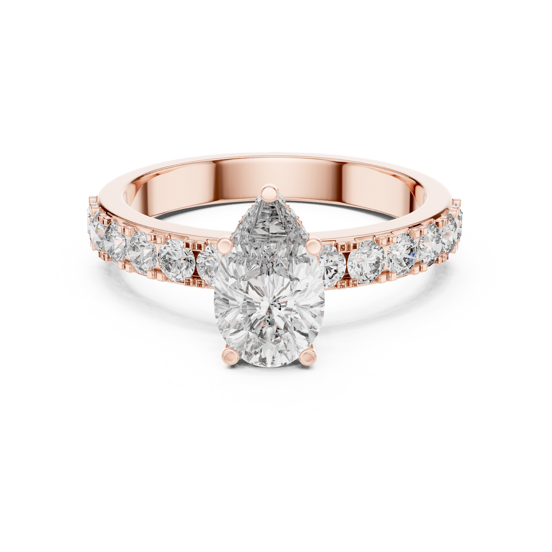 Graceful Halo 1-Ct Pear Diamond Ring in 14-KT White Gold