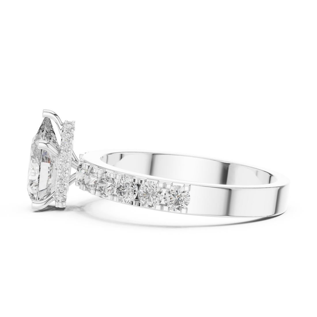 Graceful Halo 1-Ct Pear Diamond Ring in 14-KT White Gold