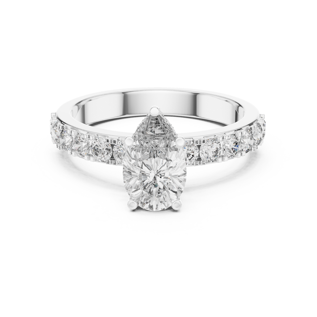 Graceful Halo 1-Ct Pear Diamond Ring in 14-KT White Gold