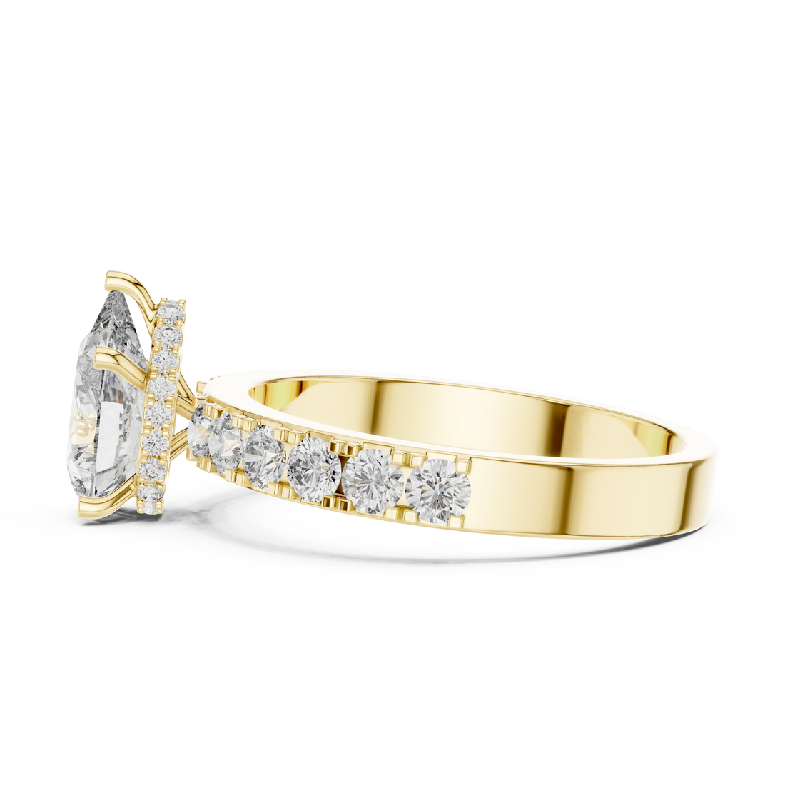Graceful Halo 1-Ct Pear Diamond Ring in 14-KT White Gold