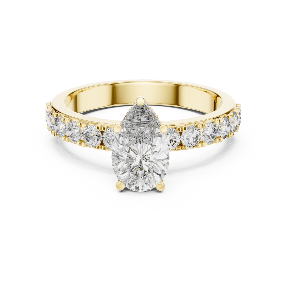 Graceful Halo 1-Ct Pear Diamond Ring in 14-KT White Gold