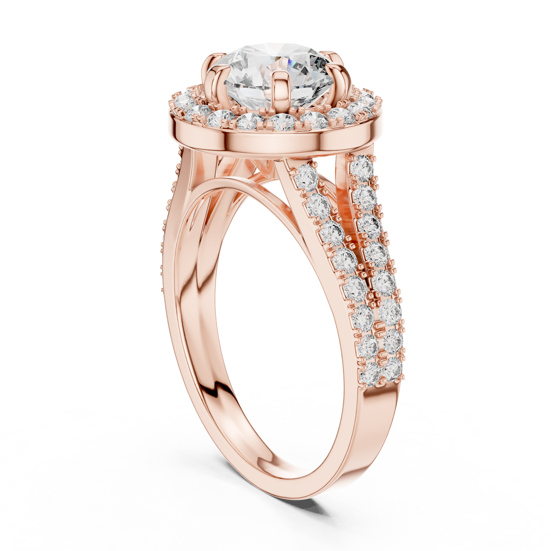 Radiant Love 1.25-CT Round Halo Diamond Ring in 14-KT White Gold