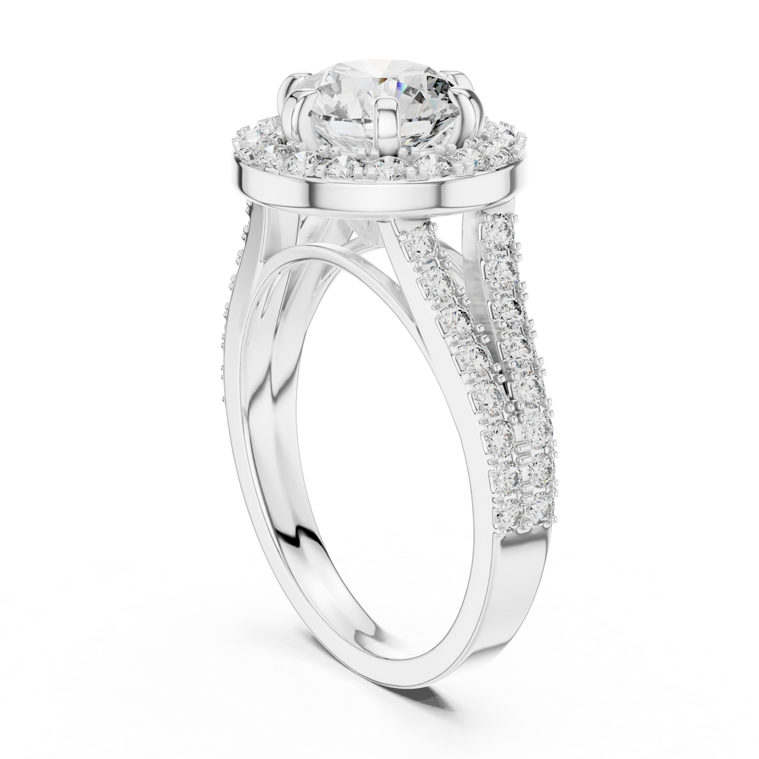 Radiant Love 1.25-CT Round Halo Diamond Ring in 14-KT White Gold