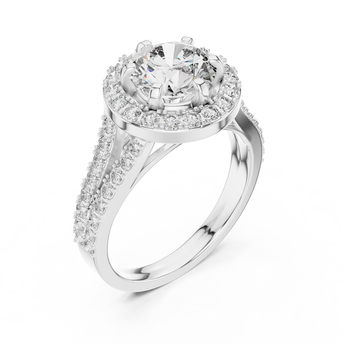 Radiant Love 1.25-CT Round Halo Diamond Ring in 14-KT White Gold