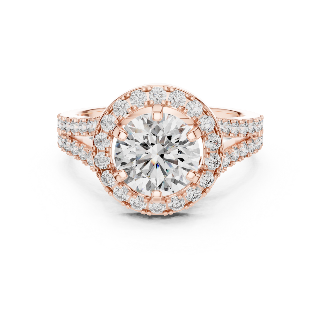 Radiant Love 1.25-CT Round Halo Diamond Ring in 14-KT White Gold