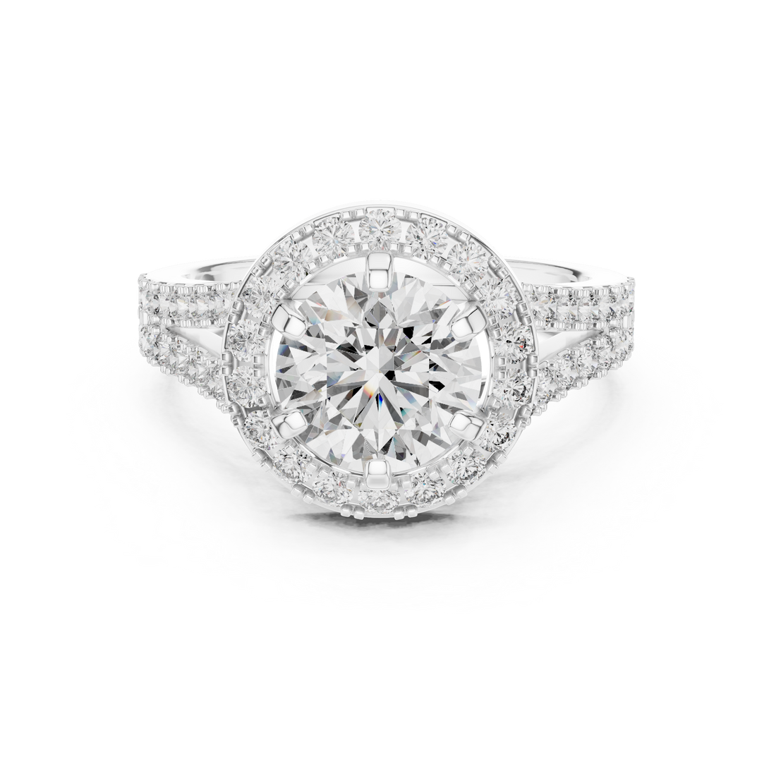 Radiant Love 1.25-CT Round Halo Diamond Ring in 14-KT White Gold