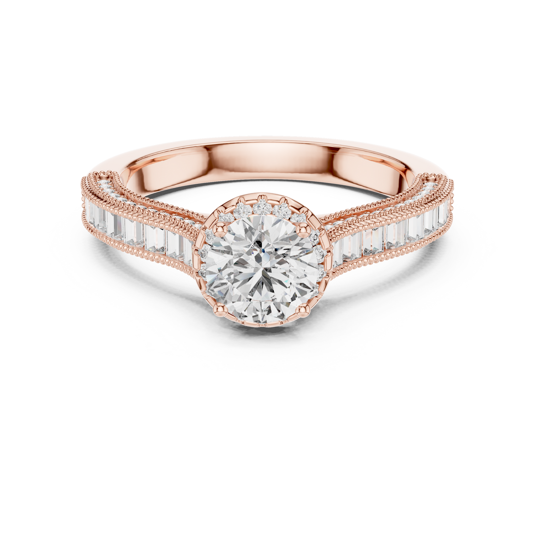 Vintage-Inspired Round Brilliant 0.75-CT Diamond Engagement Ring in 14-KT White Gold