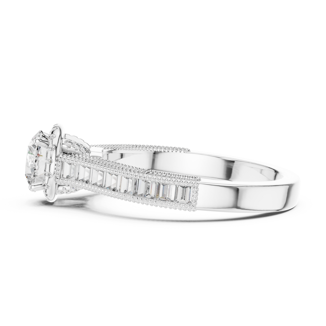 Vintage-Inspired Round Brilliant 0.75-CT Diamond Engagement Ring in 14-KT White Gold