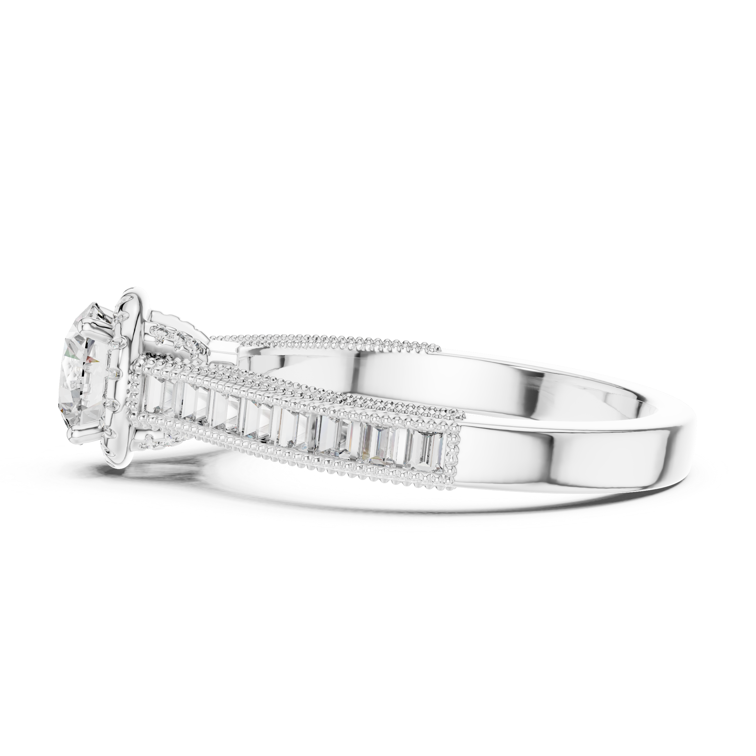Diamond ring with a white background