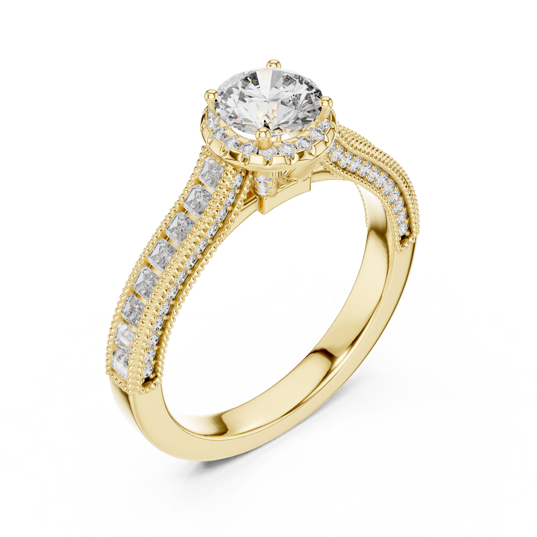 Vintage-Inspired Round Brilliant 0.75-CT Diamond Engagement Ring in 14-KT White Gold