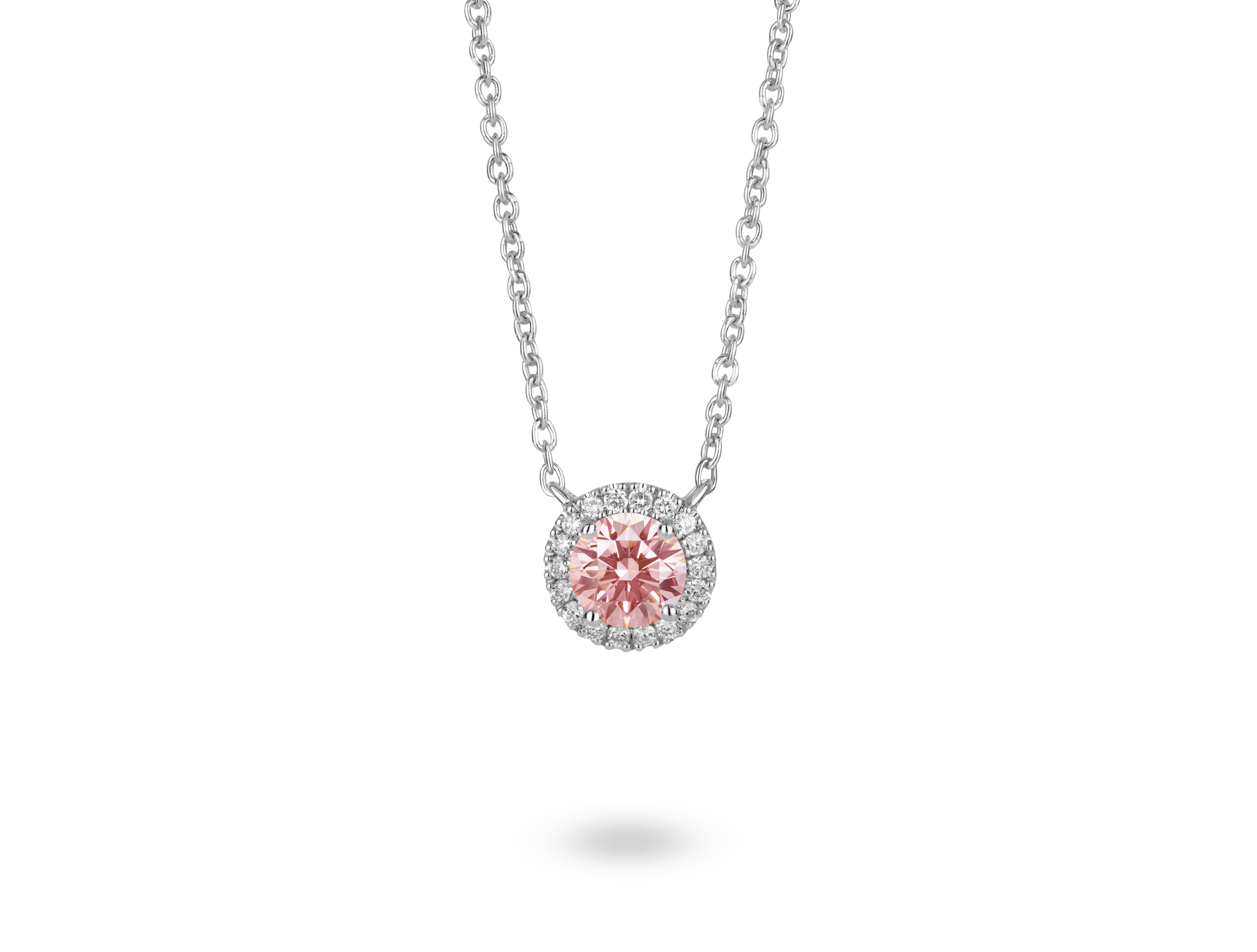Lab-Grown Diamond 1ct. tw. Halo 14k Gold Pendant | Pink