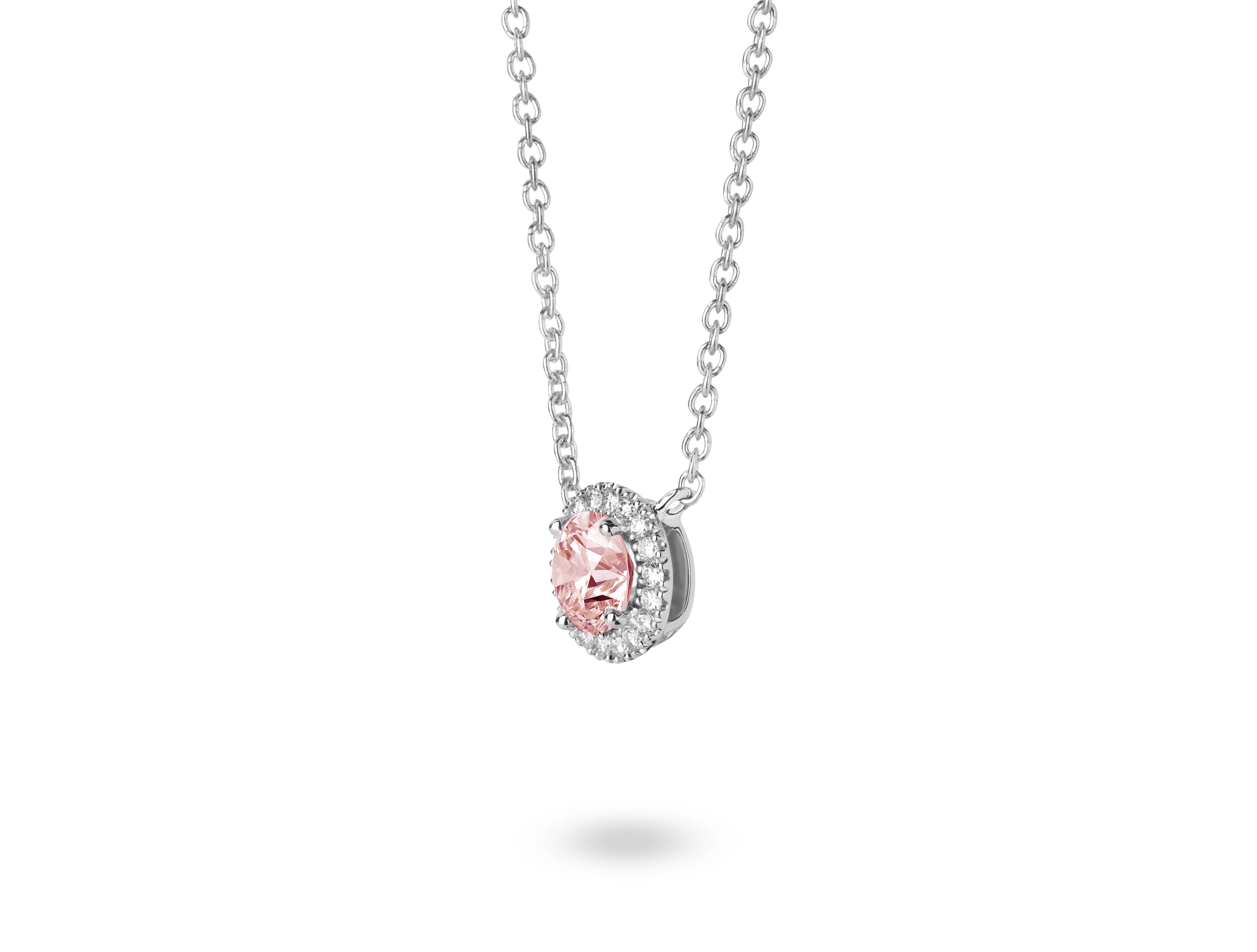 Lab-Grown Diamond 1ct. tw. Halo 14k Gold Pendant | Pink