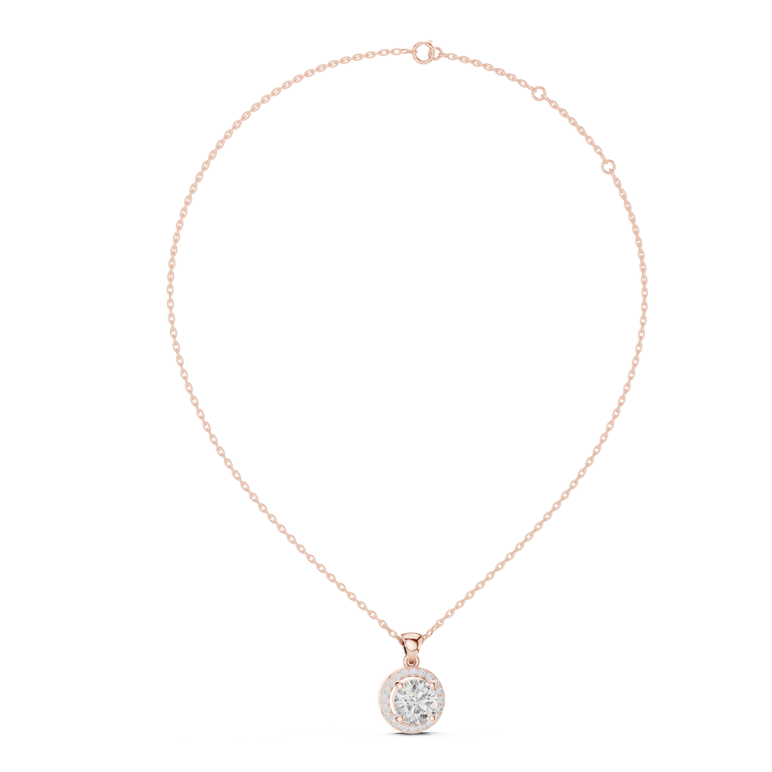 Brilliant Halo 1-CT Diamond Necklace in 14-KT White Gold
