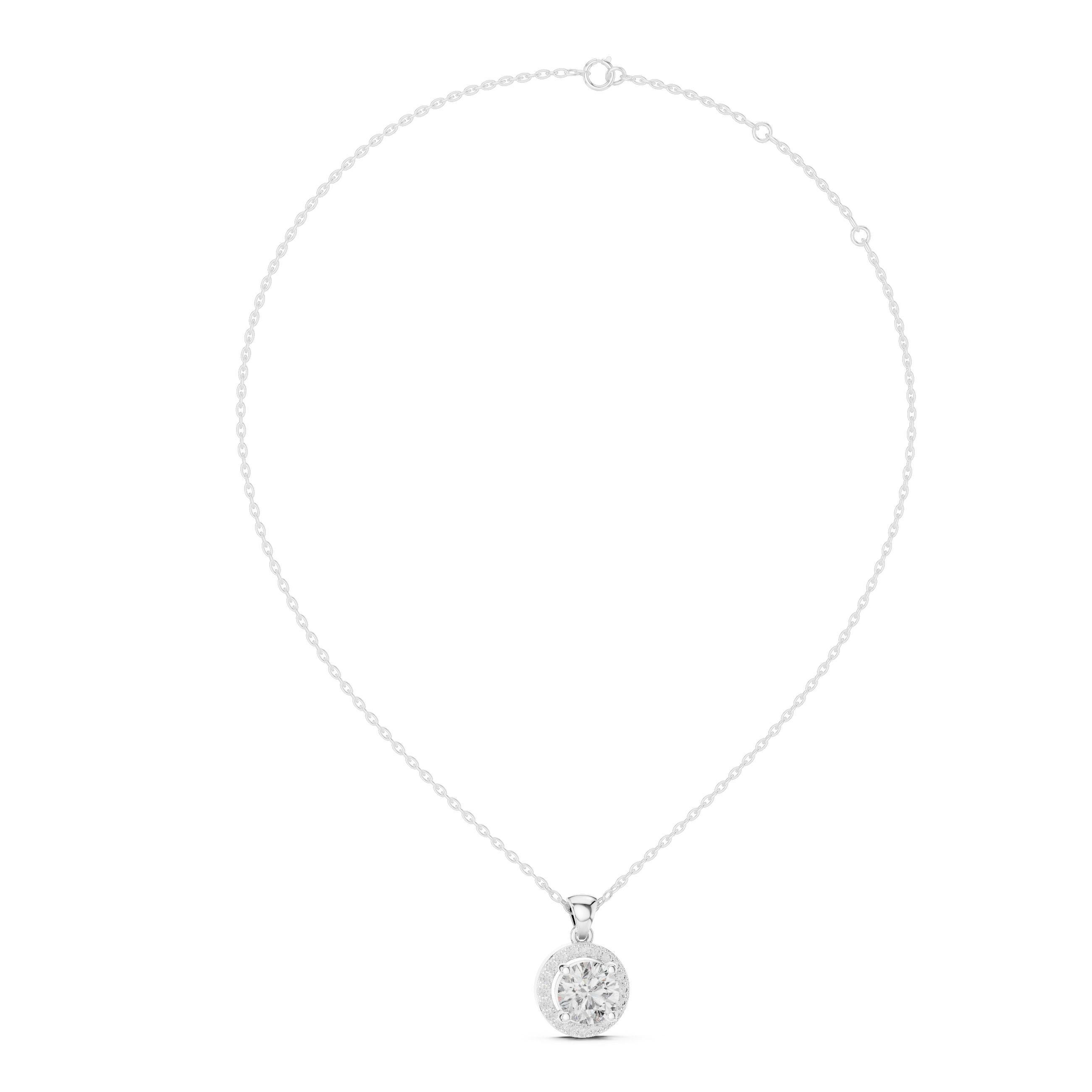 Brilliant Halo 1-CT Diamond Necklace in 14-KT White Gold