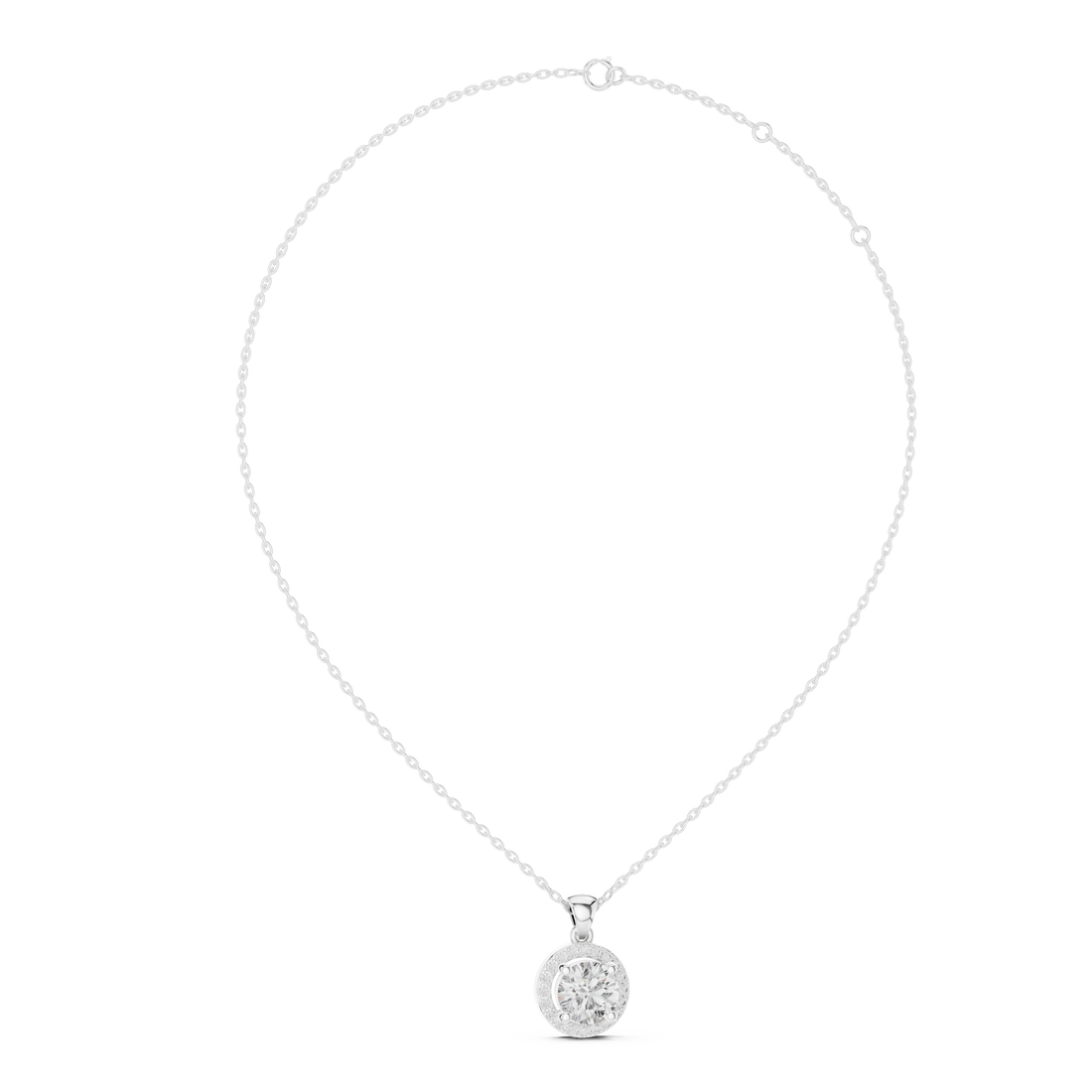 Brilliant Halo 1-CT Diamond Necklace in 14-KT White Gold