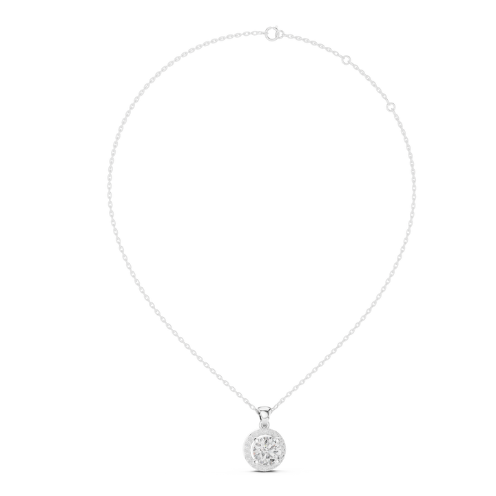 Brilliant Halo 1-CT Diamond Necklace in 14-KT White Gold