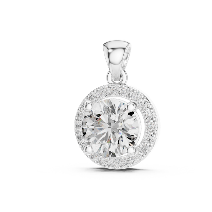 Brilliant Halo 1-CT Diamond Necklace in 14-KT White Gold