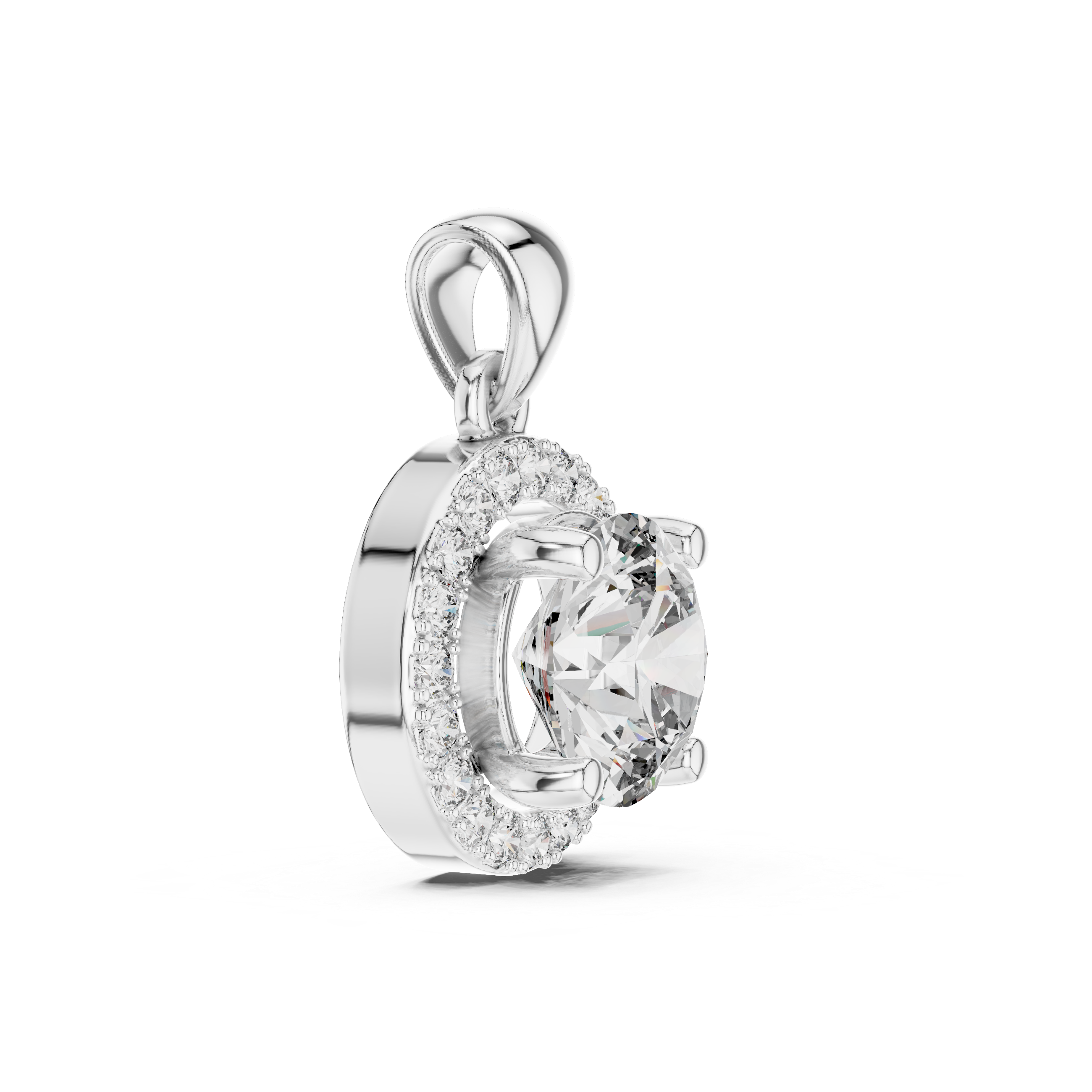 Brilliant Halo 1-CT Diamond Necklace in 14-KT White Gold