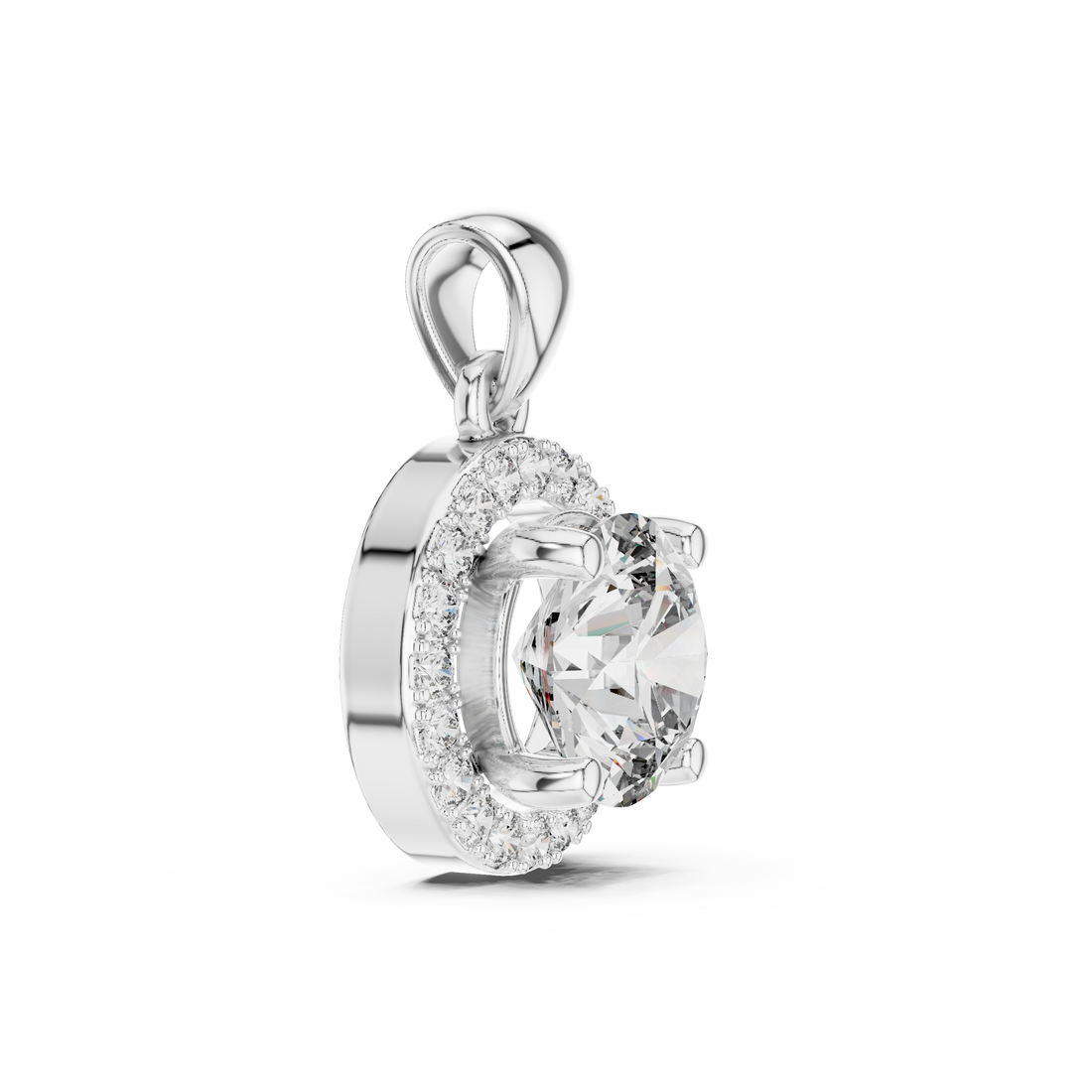 Brilliant Halo 1-CT Diamond Necklace in 14-KT White Gold