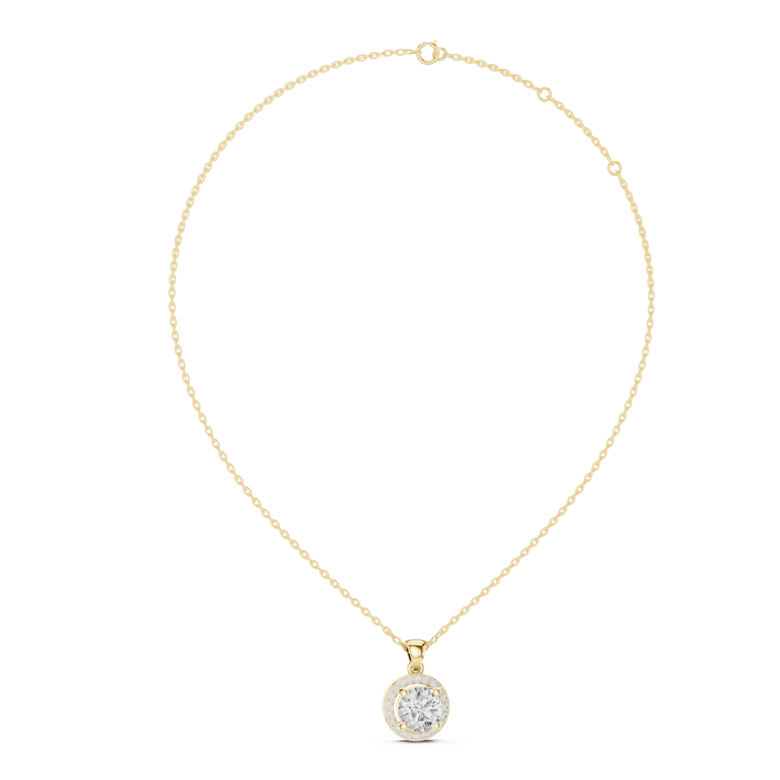 Brilliant Halo 1-CT Diamond Necklace in 14-KT White Gold