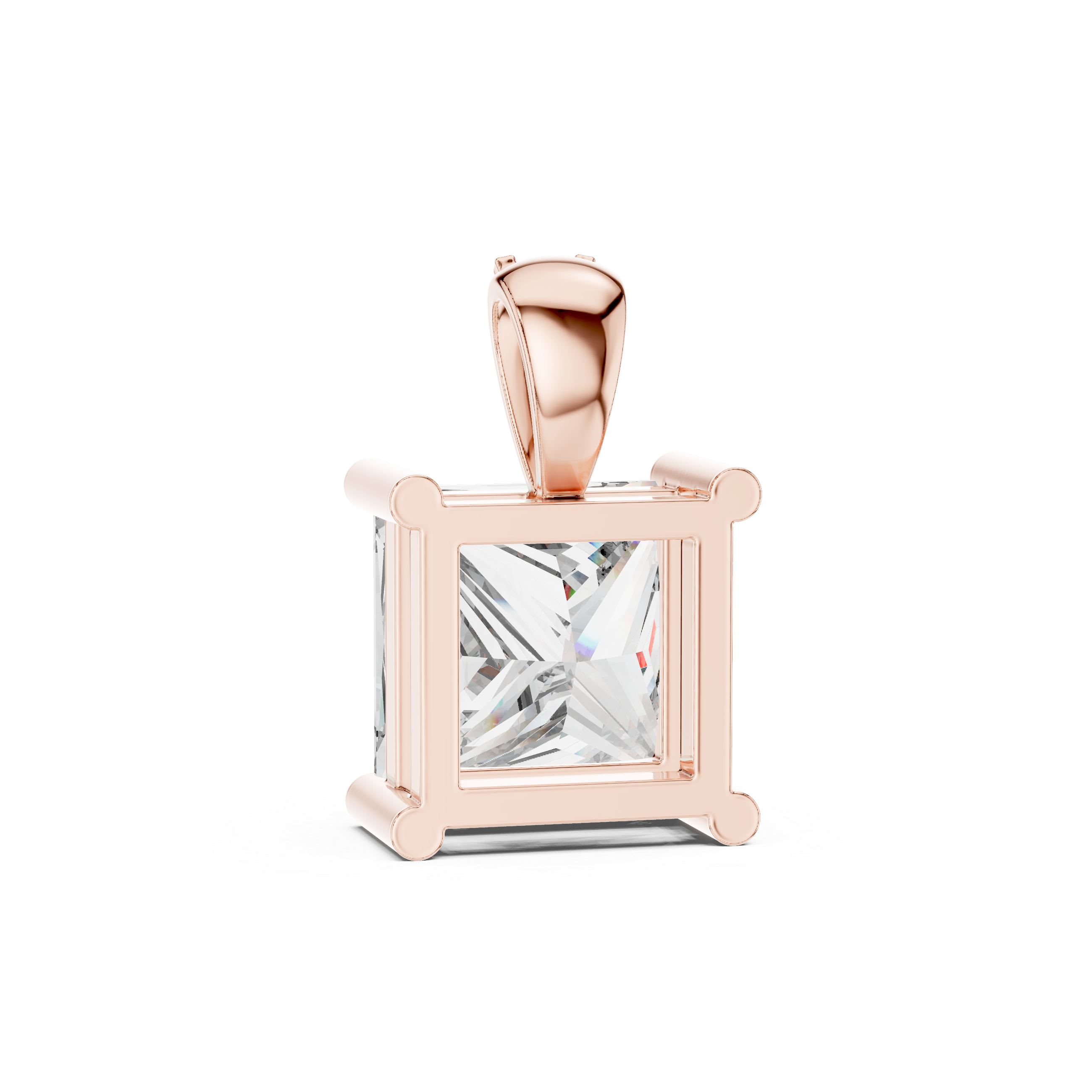 14-KT White Gold Radiant 2.5-CT Princess-Cut Diamond Necklace