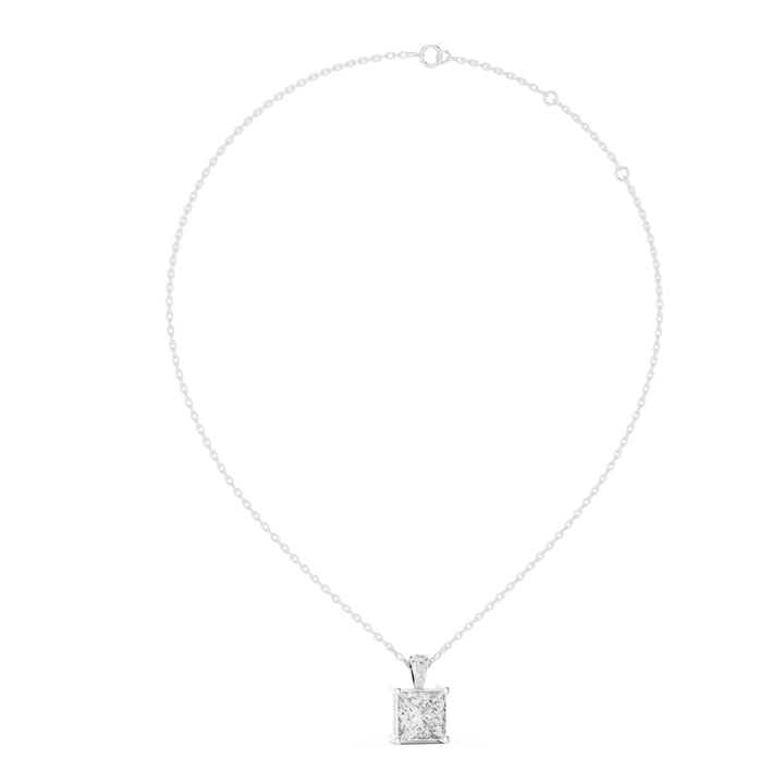 14-KT White Gold Radiant 2.5-CT Princess-Cut Diamond Necklace