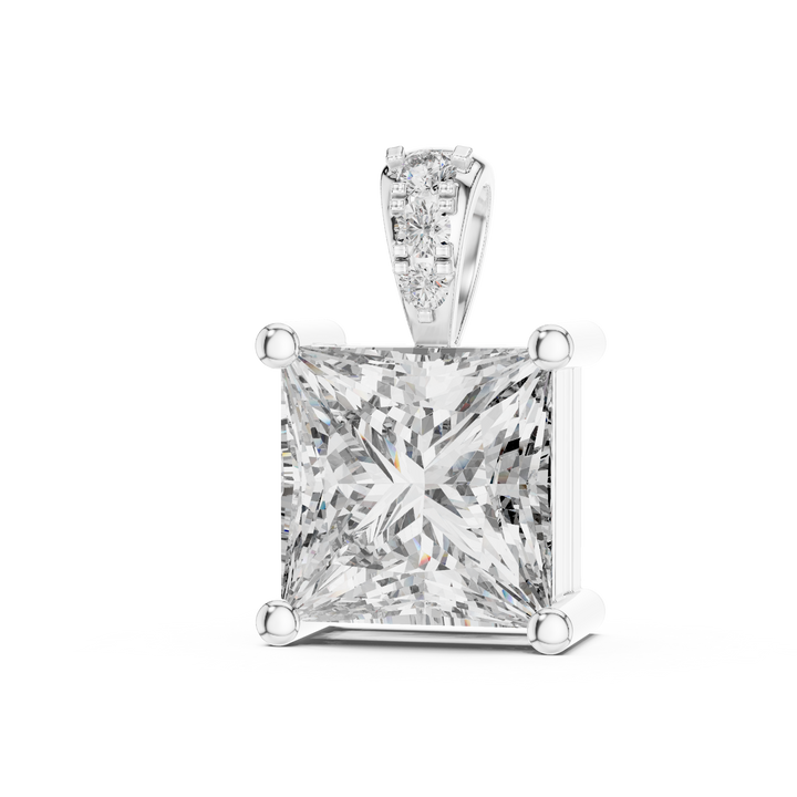 14-KT White Gold Radiant 2.5-CT Princess-Cut Diamond Necklace