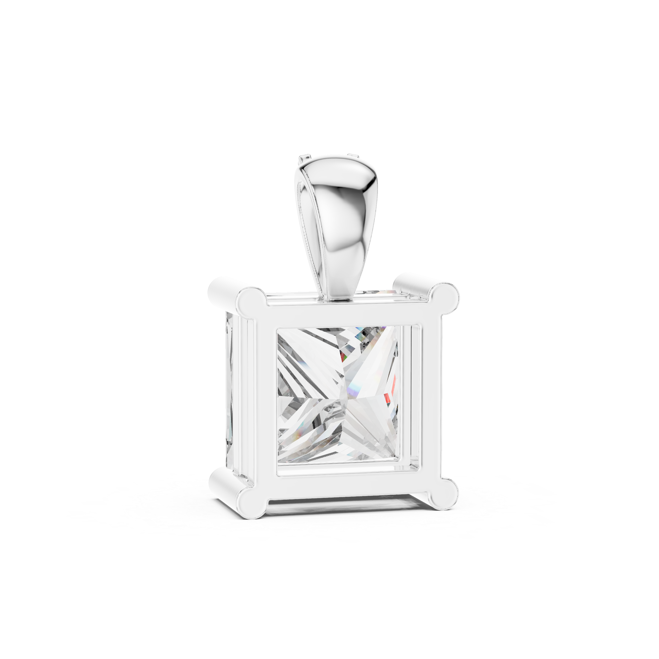 14-KT White Gold Radiant 2.5-CT Princess-Cut Diamond Necklace