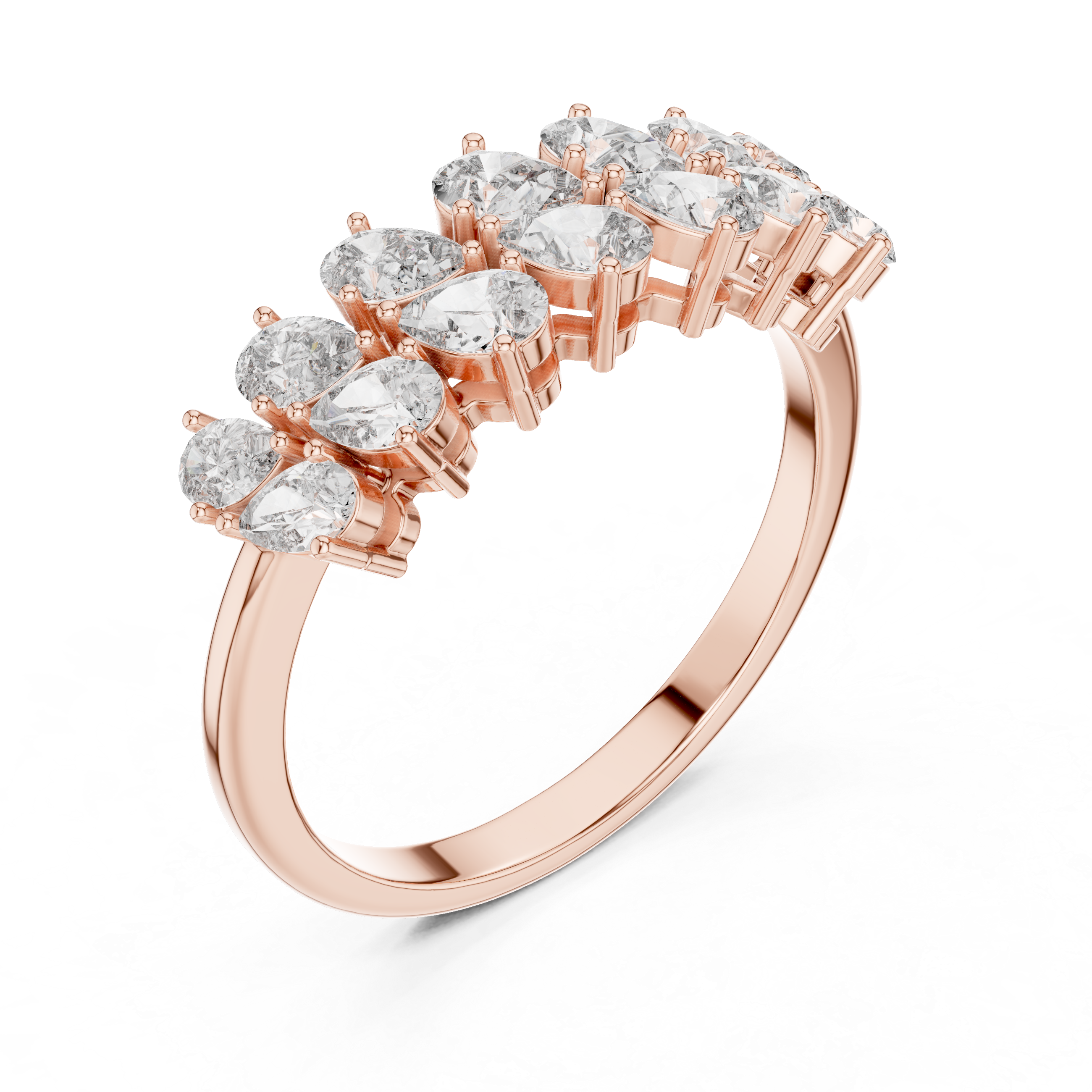 Lustrous Petal Sparkle Ring 14KT