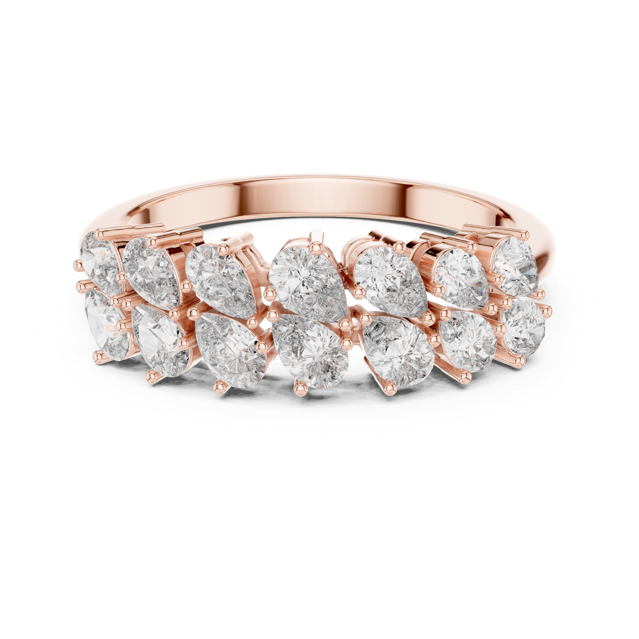 Lustrous Petal Sparkle Ring 14KT