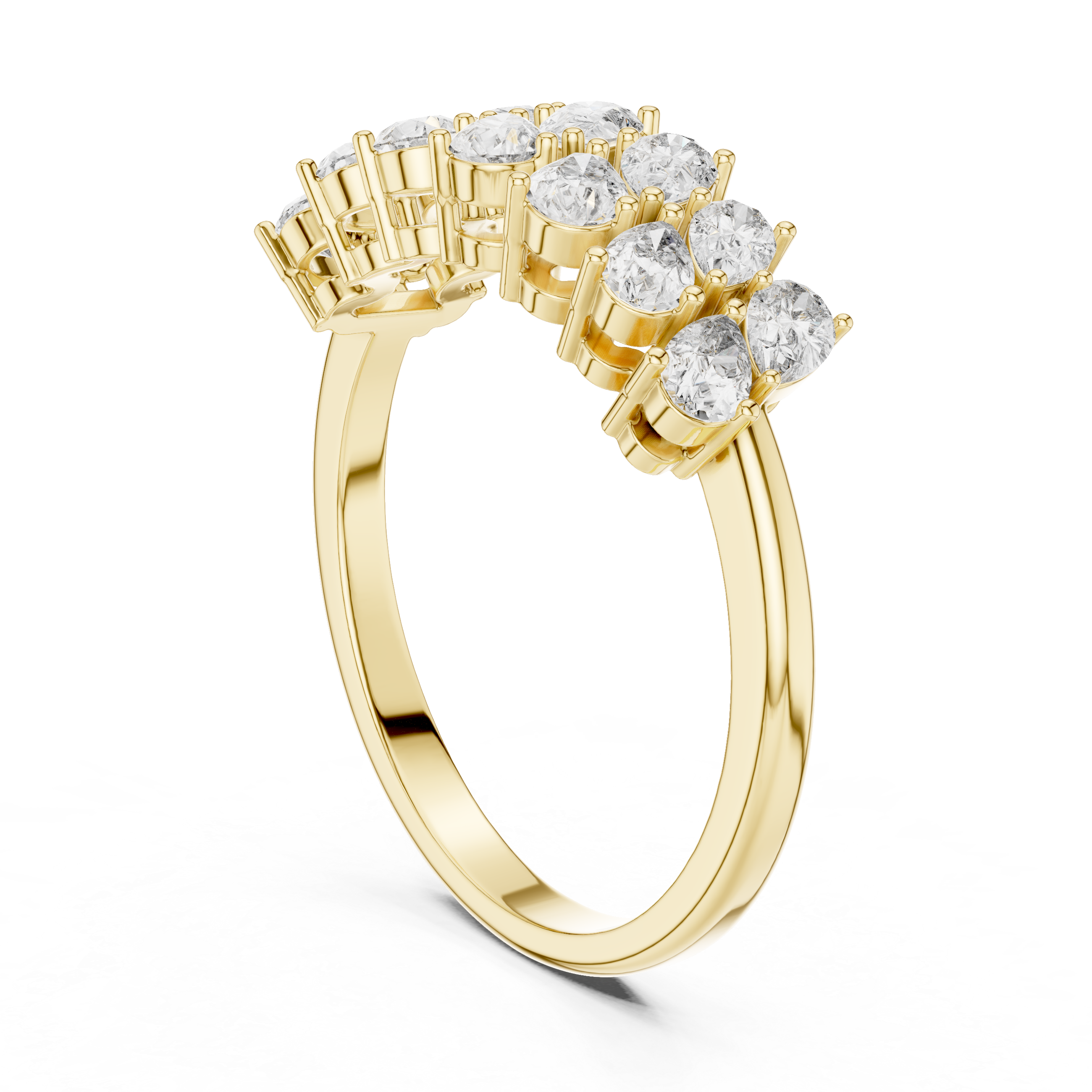 Lustrous Petal Sparkle Ring 14KT