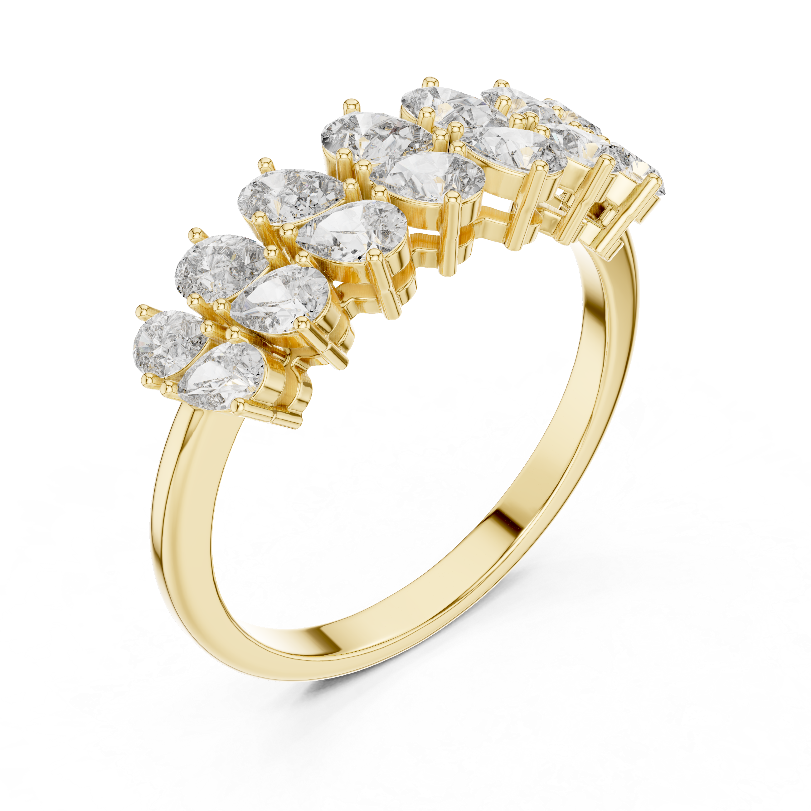 Lustrous Petal Sparkle Ring 14KT