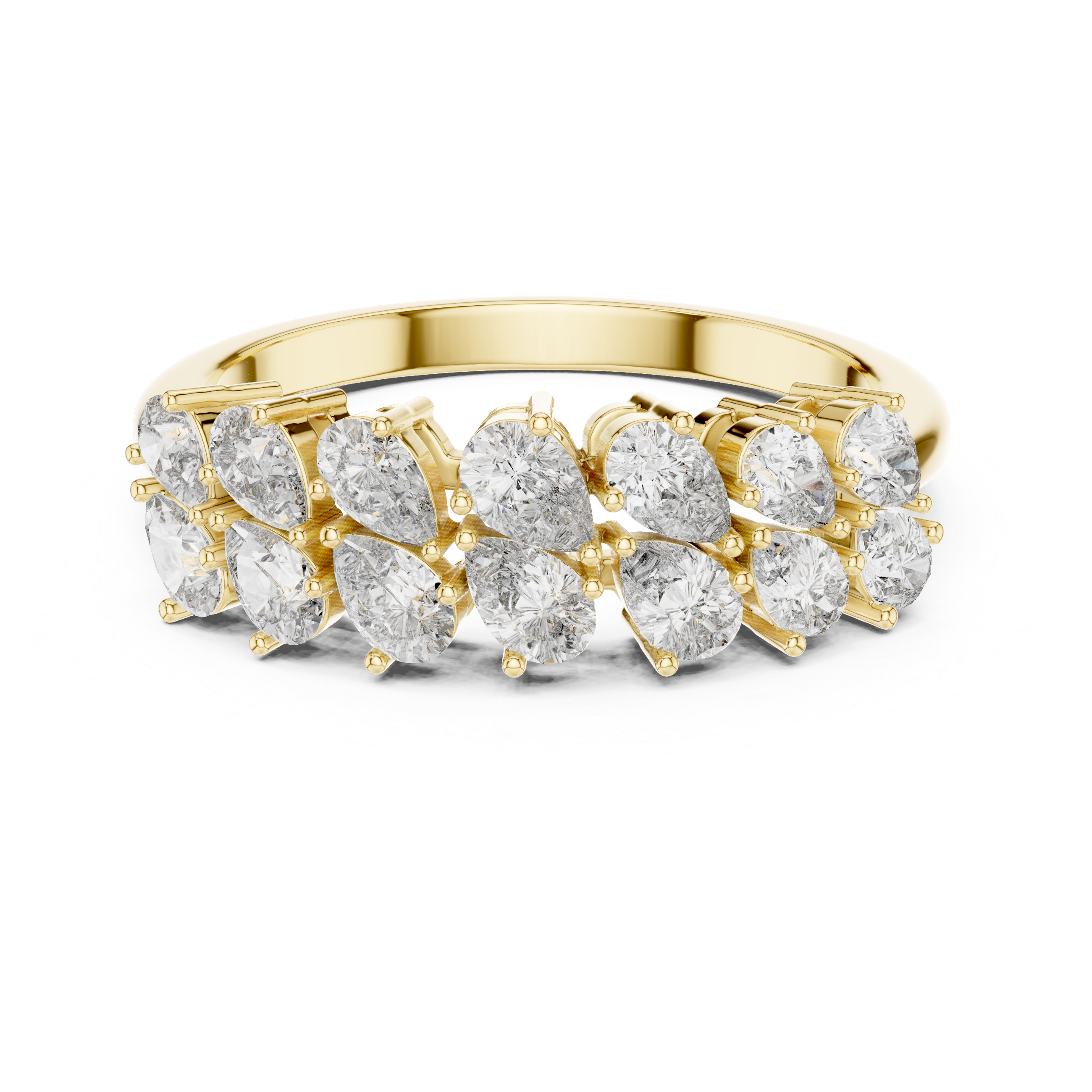 Lustrous Petal Sparkle Ring 14KT