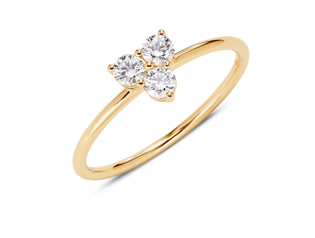 Lab-Grown Diamond ³⁄₁₀ct. tw. Mini Trio Round Brilliant Ring | Yellow Gold