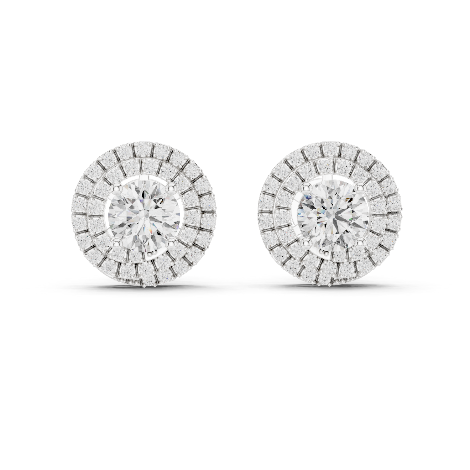 Pair of diamond earrings on a white background