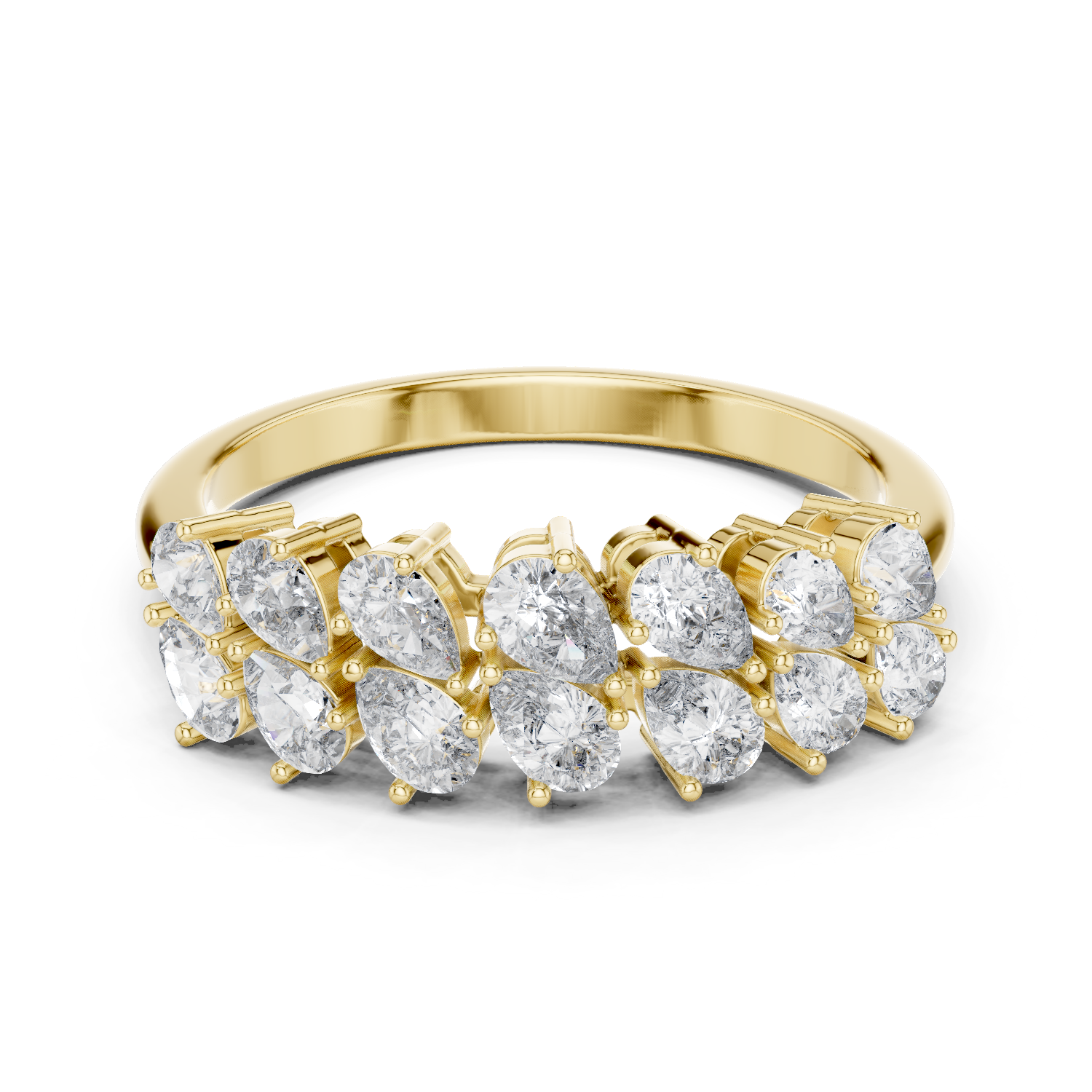 Lustrous Petal Sparkle Ring 14KT