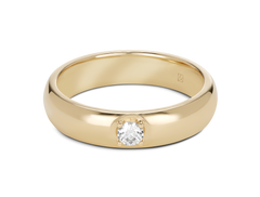 Modern inset stacking ring with 0.1 carat stone in 14k yellow gold