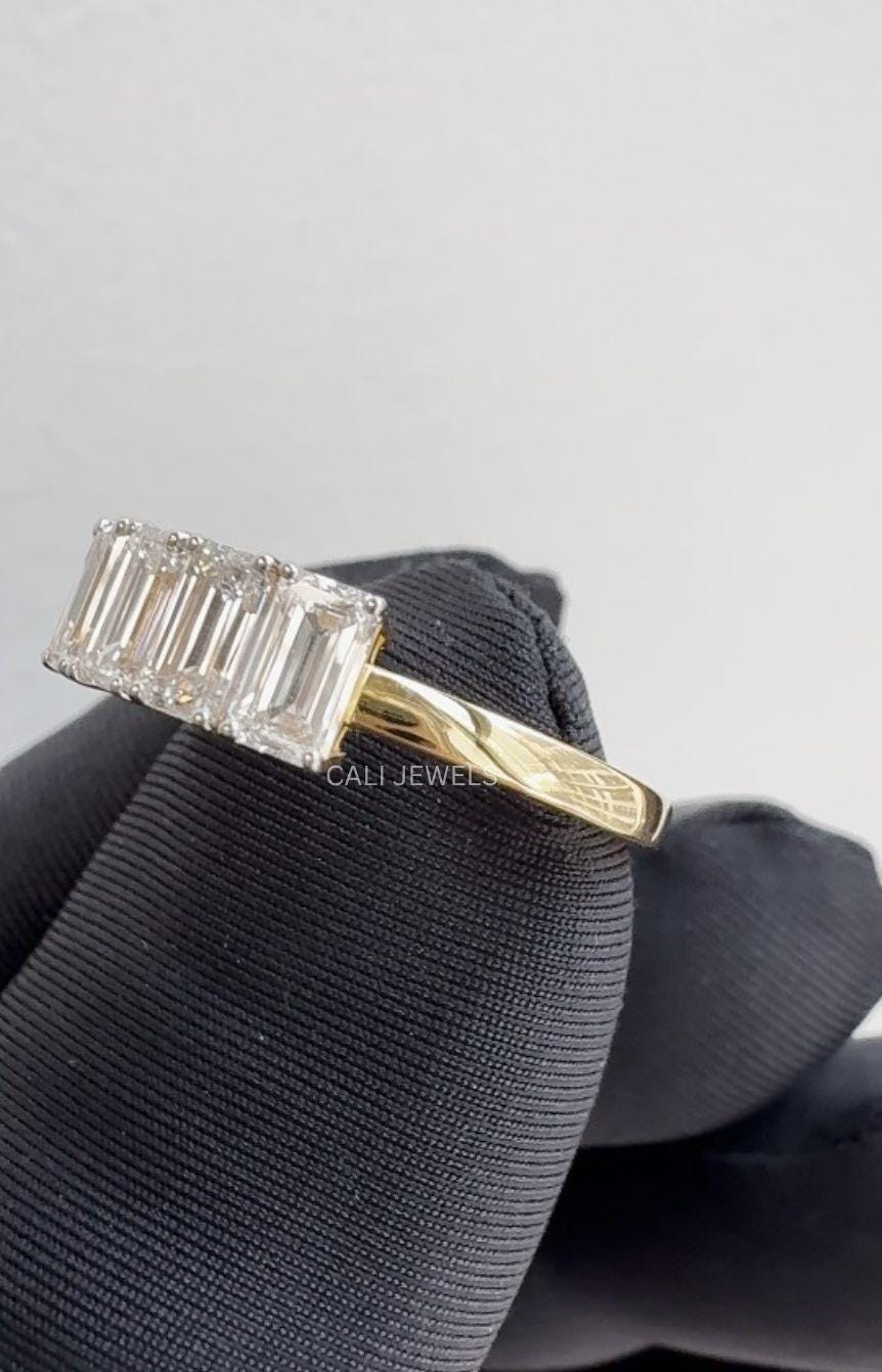 Emerald Cut Lab Grown Diamond Half Eternity Ring