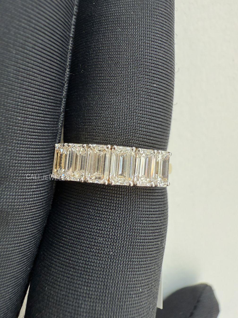 Emerald Cut Lab Grown Diamond Half Eternity Ring