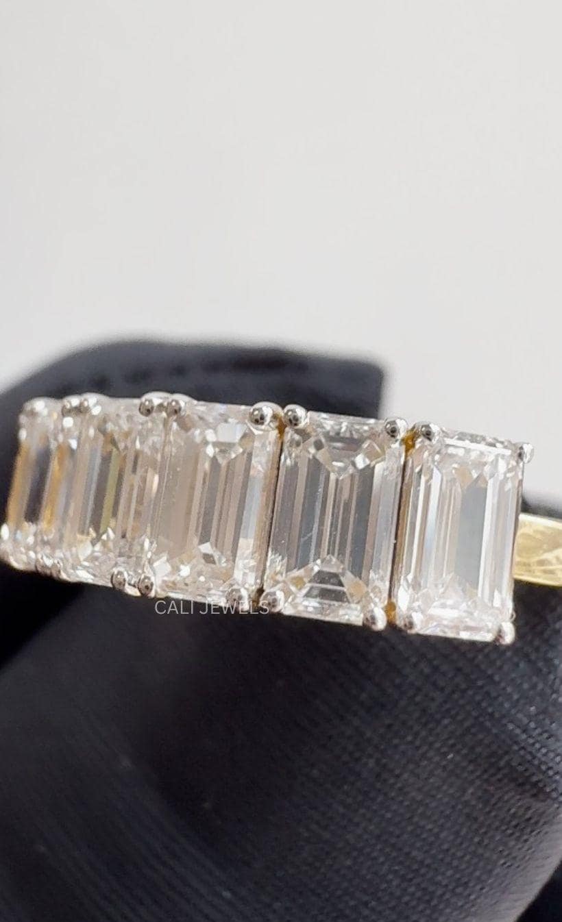 Emerald Cut Lab Grown Diamond Half Eternity Ring