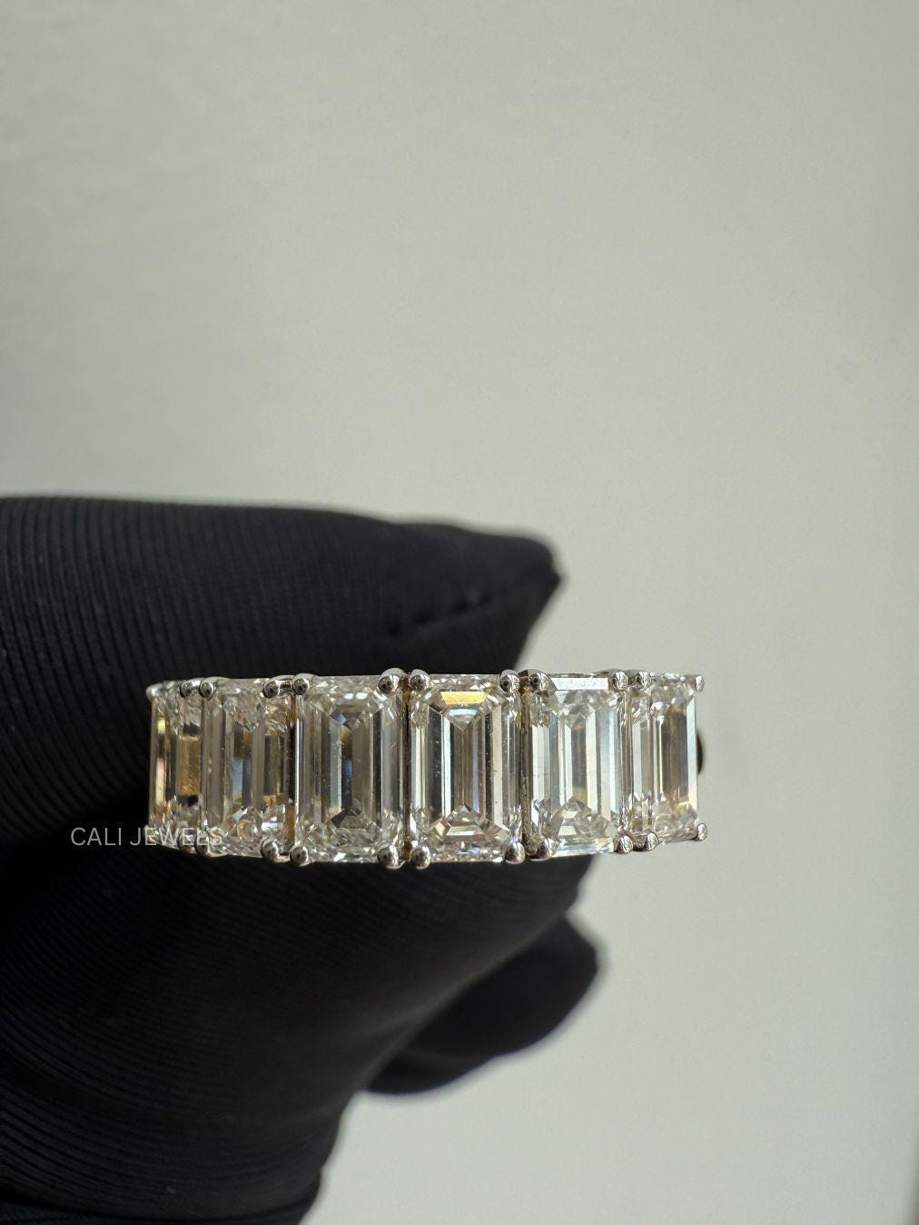 Emerald Cut Lab Grown Diamond Half Eternity Ring
